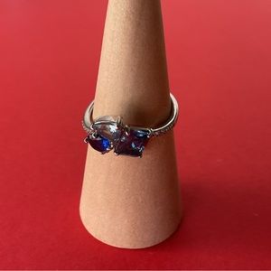 Bomb Party RBP6140 “Peaceful Moments” Aquamarine/Spinel Rhodium Sz10 Ring NWOT
